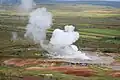 Wyrzut wody z Geysira latem 2009 roku