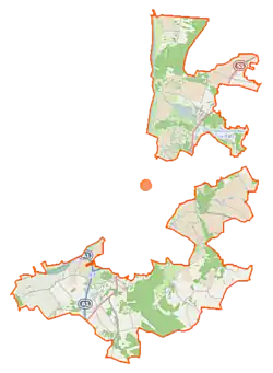 Mapa konturowa gminy wiejskiej Grudziądz, u góry po prawej znajduje się punkt z opisem „Dusocin”