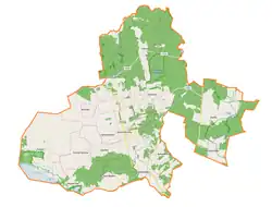 Mapa konturowa gminy Hańsk, blisko centrum na lewo u góry znajduje się punkt z opisem „Szcześniki”