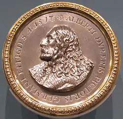 Hans Pezolt, medal z okazji 100 rocznicy śmierci Dürera (awers, 1628)