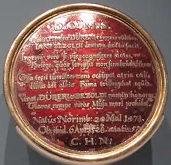 Hans Pezolt, medal z okazji 100 rocznicy śmierci Dürera (rewers, 1628)