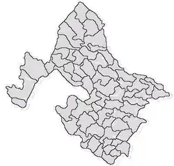 Mapa konturowa okręgu Mehedinți, blisko centrum u góry znajduje się punkt z opisem „Șiroca”