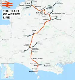 Mapa przebiegu linii kolejowej