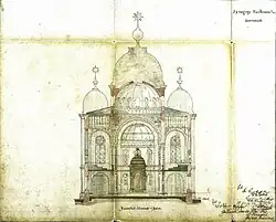 Przekrój poprzeczny, widok na wschód
