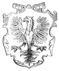 Herb województwa poznańskiego w XIX-wiecznym wydaniu herbarza Bartosza Paprockiego (1858).
