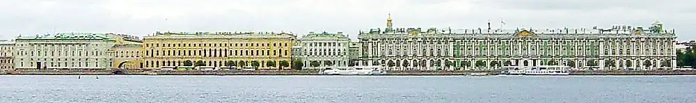 Barokowy kompleks zabudowań Ermitażu w Sankt Petersburgu w stylu jelizawetyńskim – jedno z największych muzeów sztuki na świecie