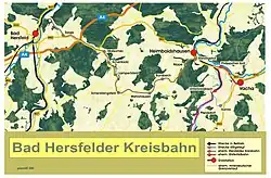 Mapa przebiegu linii kolejowej 9380