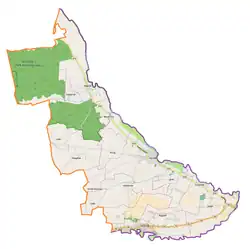 Mapa konturowa gminy Horodło, blisko centrum na lewo u góry znajduje się punkt z opisem „Matcze”