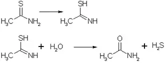 hydroliza tioacetamidu do acetamidu
