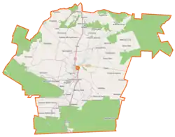 Mapa konturowa gminy Iłża, po lewej znajduje się punkt z opisem „Seredzice”