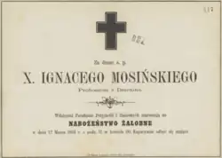 Nekrolog Ignacego Mosińskiego, opublikowany w 1864