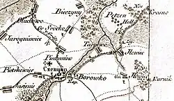 Majątki Iłowieckich - Iłówiec, Pecna i Srocko na mapie D. Gilly z lat 1802–1803.