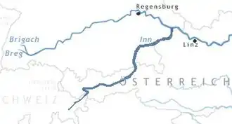 Graniczny Inn na tle granic państwowych