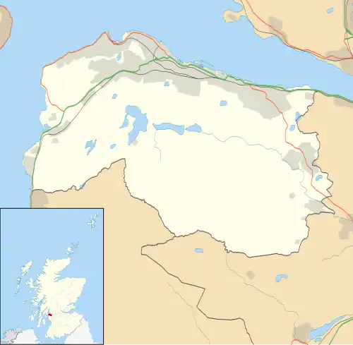 Mapa konturowa Inverclyde, u góry znajduje się punkt z opisem „Greenock”