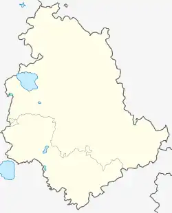 Mapa konturowa Umbrii, w centrum znajduje się punkt z opisem „Bastia Umbra”