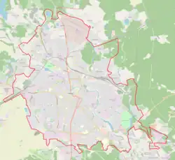 Mapa konturowa Iwanowa, w centrum znajduje się punkt z opisem „Iwanowo”