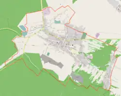 Mapa konturowa Józefowa, blisko centrum po prawej na dole znajduje się punkt z opisem „Pardysówka Mała”