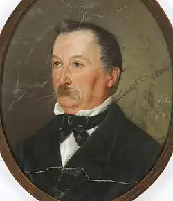 Portret mężczyzny z wąsami, pastel, papier na płótnie, 1877