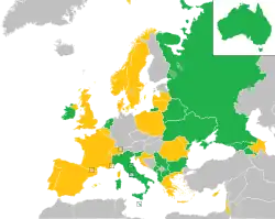 Mapa z zaznaczeniem państw uczestniczących