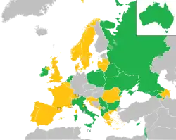 Mapa z zaznaczeniem państw uczestniczących