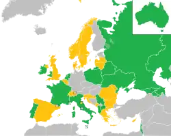 Mapa z zaznaczeniem państw uczestniczących