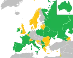 Mapa z zaznaczeniem państw uczestniczących
