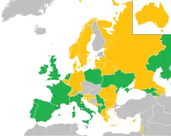 Mapa z zaznaczeniem państw uczestniczących