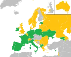 Mapa z zaznaczeniem państw uczestniczących