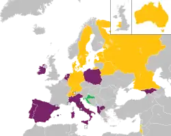 Mapa z zaznaczeniem państw uczestniczących