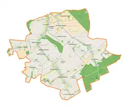 Mapa konturowa gminy Jabłonna, po prawej znajduje się punkt z opisem „Chmiel Drugi”