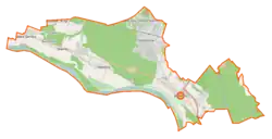 Mapa konturowa gminy Jabłonna, po prawej znajduje się punkt z opisem „Bukowiec Jabłonowski”