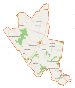 Mapa konturowa gminy Jasionówka, u góry znajduje się punkt z opisem „Kamionka”