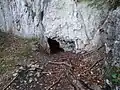 Otwór u podnóża skały
