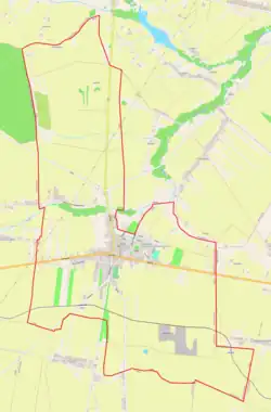 Mapa konturowa Jeżowa, na dole po prawej znajduje się punkt z opisem „Białynin”