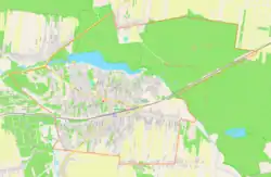 Mapa konturowa Jedlni-Letniska, w centrum znajduje się punkt z opisem „Kościół św. Józefa Oblubieńca NMP”