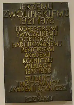 Tablica Jerzego Zwolińskiego