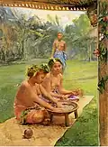 Young Girls Preparing Kava Outside