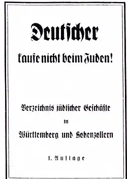 Broszura ze spisem sklepów Żydów