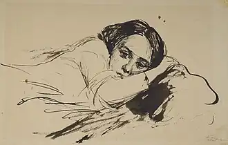 Portret leżącej kobiety, w ujęciu en face, 1900–1906, Muzeum Narodowe w Krakowe