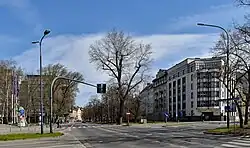 Aleja Juliusza Słowackiegowidok na północ od skrzyżowania z ul. Łobzowską.