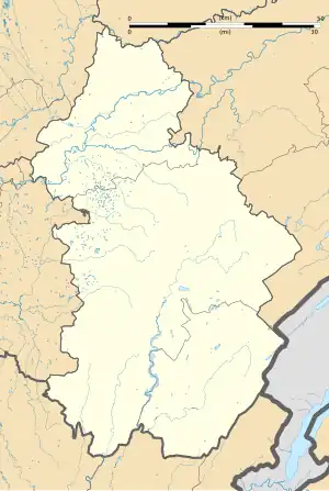 Mapa konturowa Jury, na dole po lewej znajduje się punkt z opisem „Val-d’Épy”