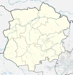 Mapa konturowa powiatu kłobuckiego, po prawej nieco na dole znajduje się punkt z opisem „Libidza”