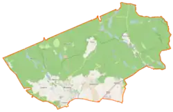 Mapa konturowa gminy Kłodawa, na dole po lewej znajduje się punkt z opisem „Santocko”