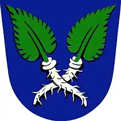 Herb miejscowości Křenovice, Czechy (chrzan pospolity)