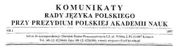 Komunikaty Rady Języka Polskiego przy Prezydium PAN itd.