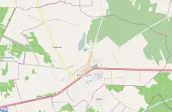 Mapa konturowa Kałuszyna, na dole znajduje się punkt z opisem „Złoty Ułan”