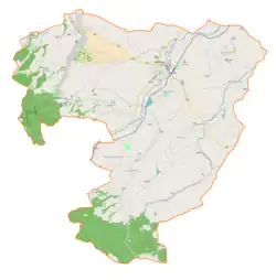Mapa konturowa gminy Kańczuga, u góry po lewej znajduje się punkt z opisem „Sietesz”