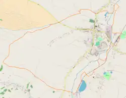 Mapa konturowa Kańczugi, po prawej nieco u góry znajduje się punkt z opisem „Kańczuga, cerkiew”