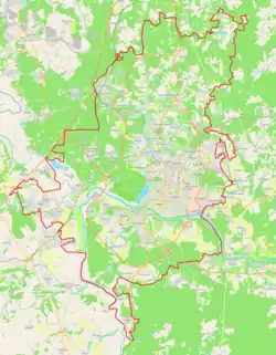 Mapa konturowa Kaługi, u góry nieco na lewo znajduje się punkt z opisem „Muratowka”