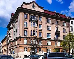 ul. Asnyka 1 (ul. Basztowa 1)Kamienica, Dom Popielów (proj. Wacław Krzyżanowski i Józef Pakies, 1909–1910)